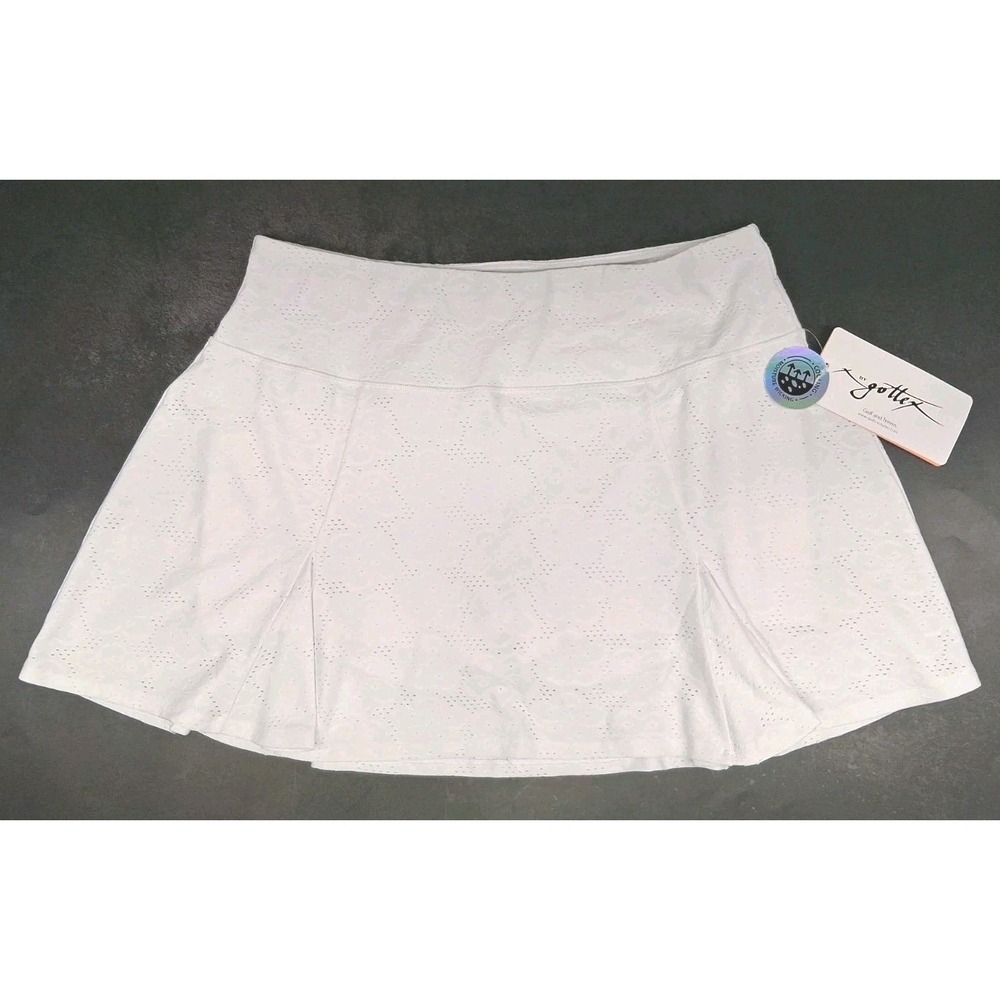 X by GOTTEX White Floral Eyelet Golf Tennis Pickleball Cooling Skort XL NWT